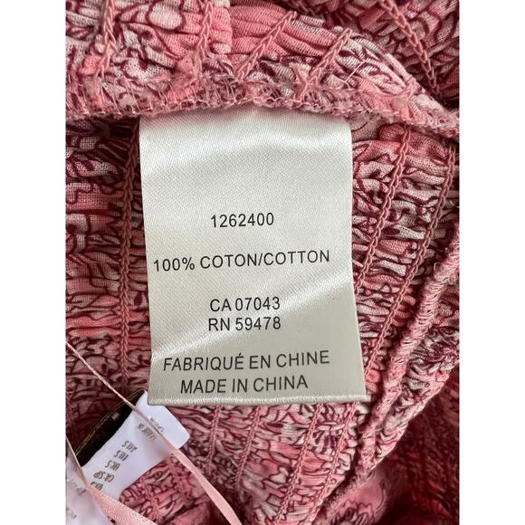 House of Harlow Pink Paisley Crop Top Smocked Stretch Tie Back size Small - Picture 12 of 12
